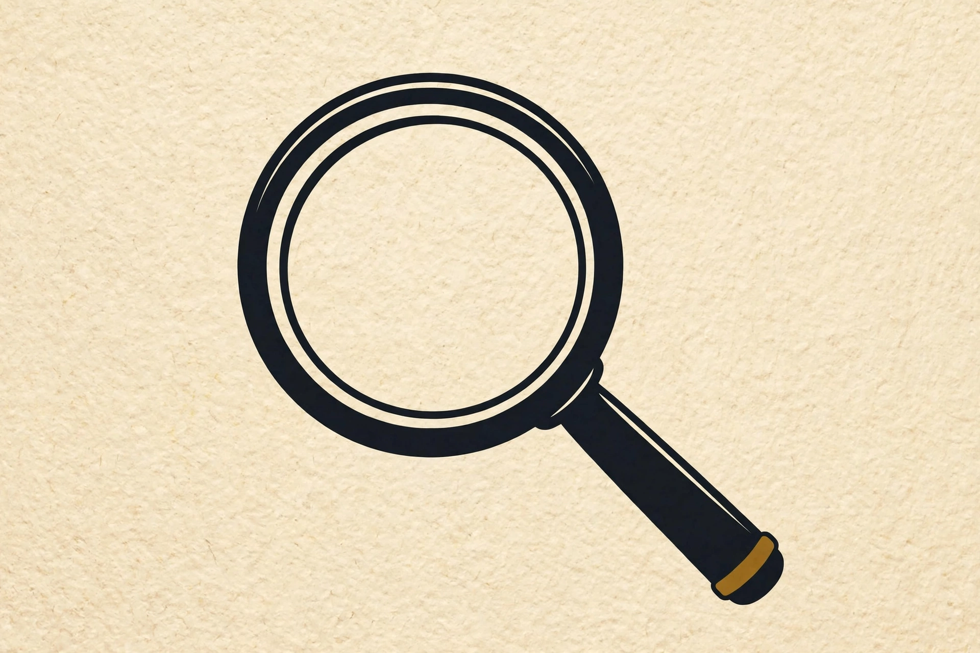 A drawing of a magnifying glass on a textured background.
