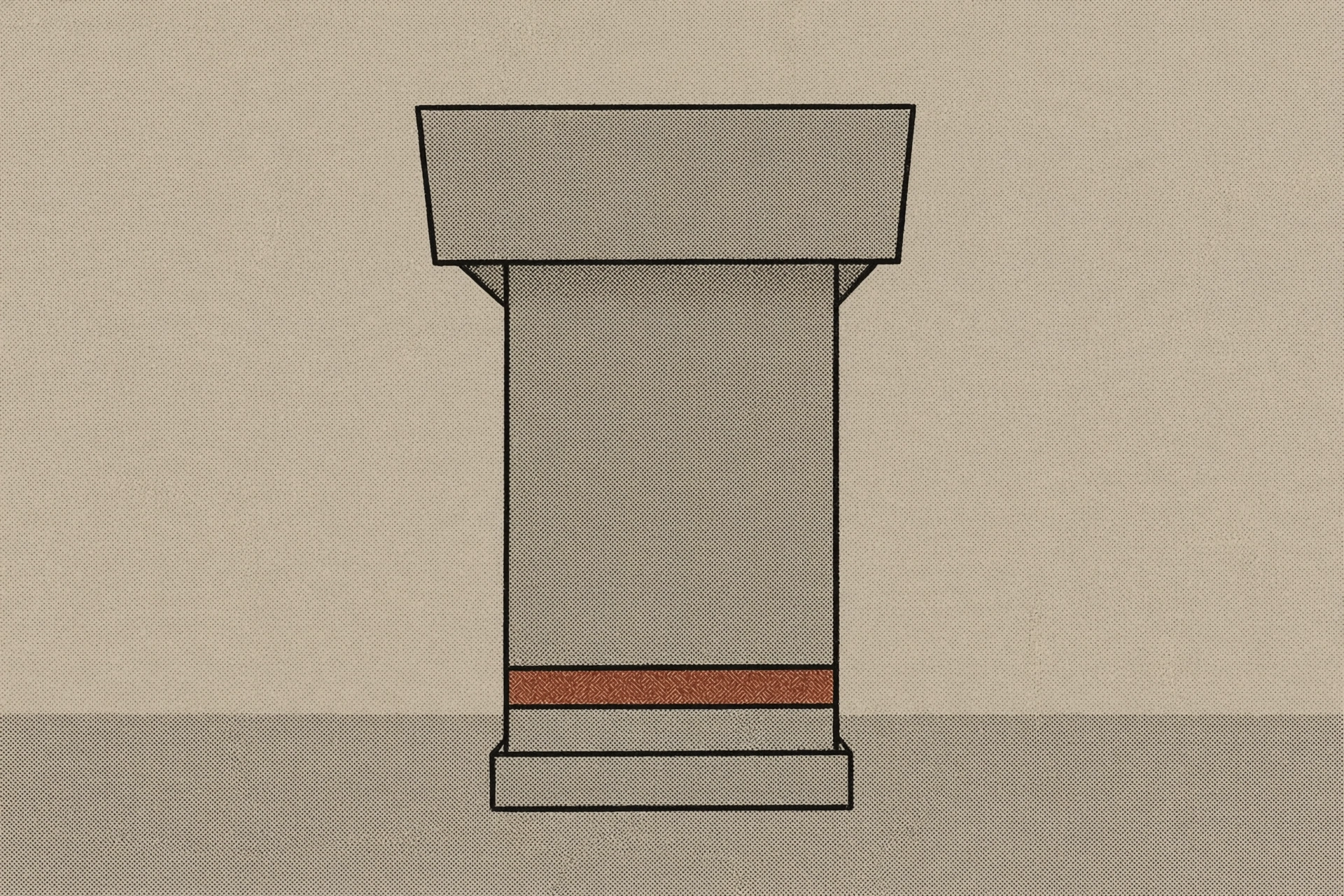 A drawing of a podium against a plain background.