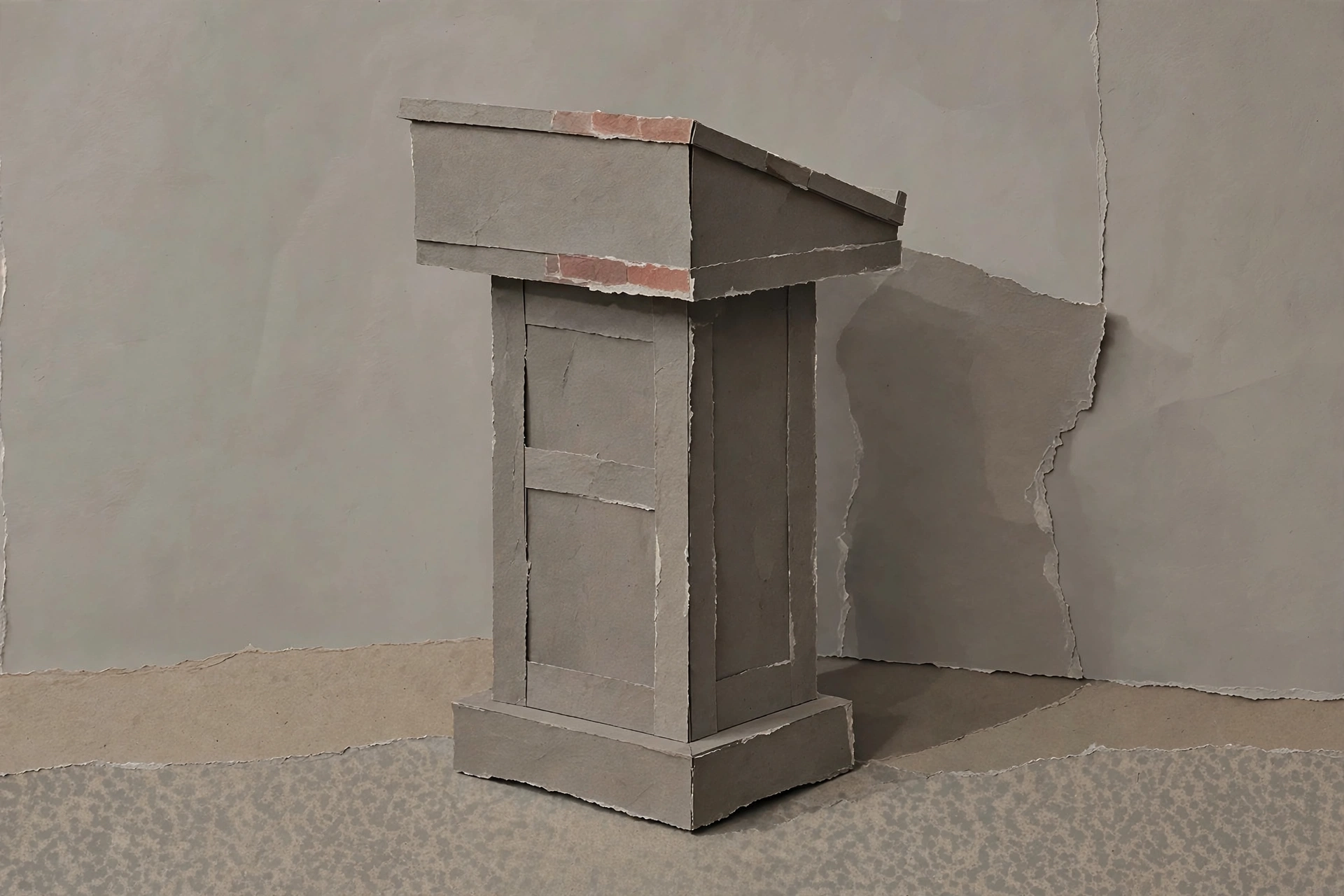 A photograph of a paper model of a podium.